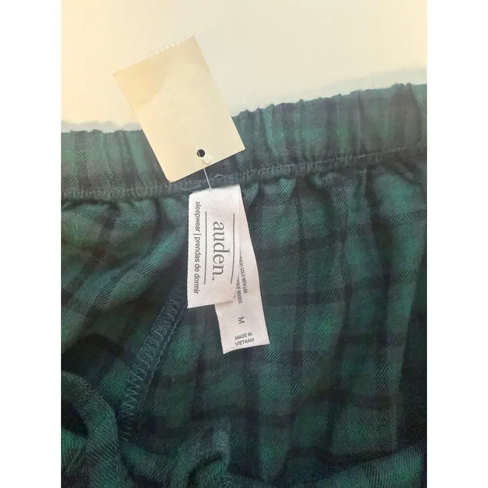 Auden Women’s Green Plaid Wide Leg Pajama Pants Medium Lounge Sleepwear - Picture 4 of 5